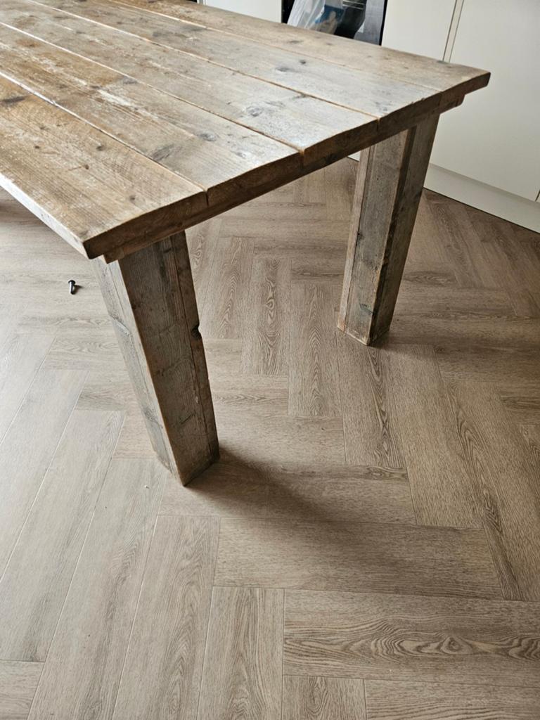 Steigerhout eettafel, Ophalen of Verzenden, Rechthoekig, 200 cm of meer, 50 tot 100 cm