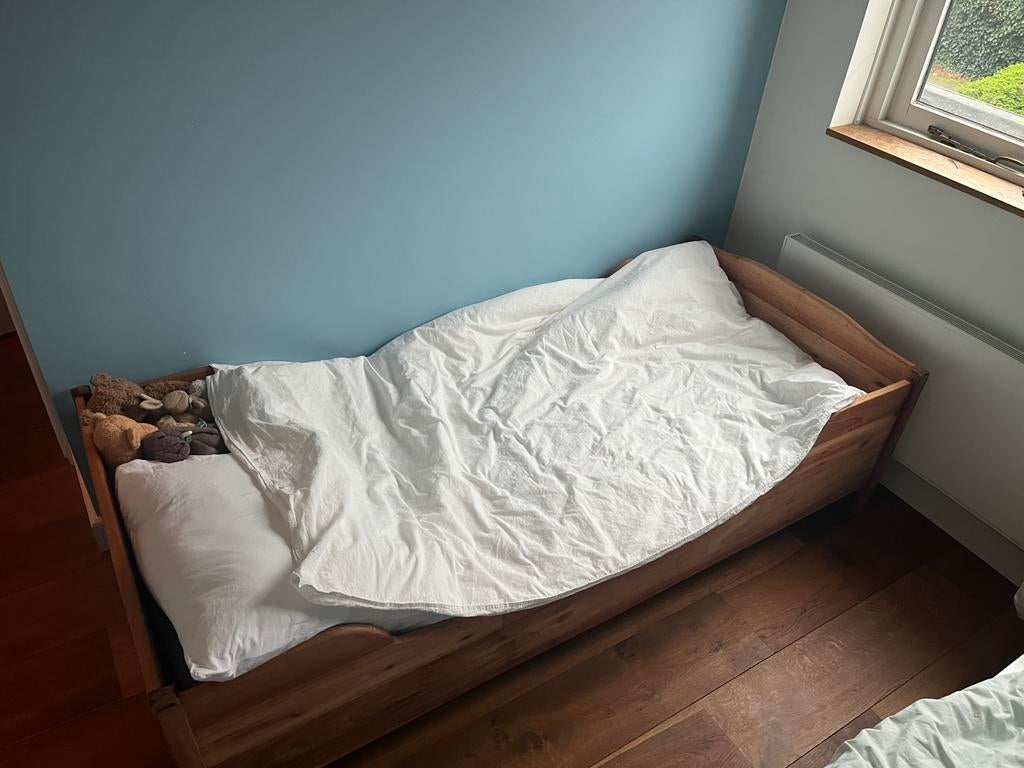 Eenpersoonsbed, Ophalen, 85 tot 100 cm, Zo goed als nieuw, Matras
