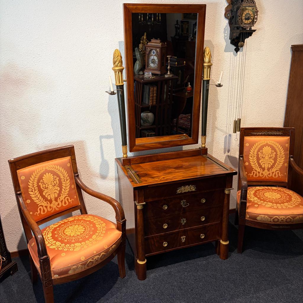 Empire mahonie kaptafel met kandelaren, Ophalen