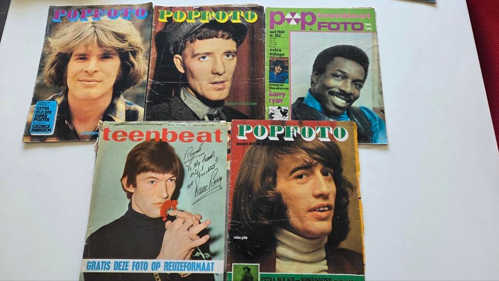 5 x Popfoto & 1Teenbeat magazines eind jaren '60 - begin '70, Verzenden, Gelezen, Muziek, Film of Tv