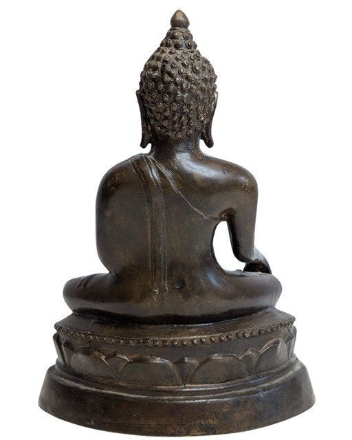 Bronzen Boeddhabeeld – Bhumisparsha mudra – 044, Gebruikt, 20 cm, Ophalen of Verzenden, Bruin