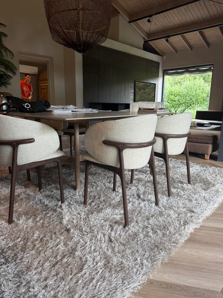 6x stoel kuipstoel mela design - eiken zandkleur stoffering, Ophalen of Verzenden, Zo goed als nieuw, Vijf, Zes of meer stoelen