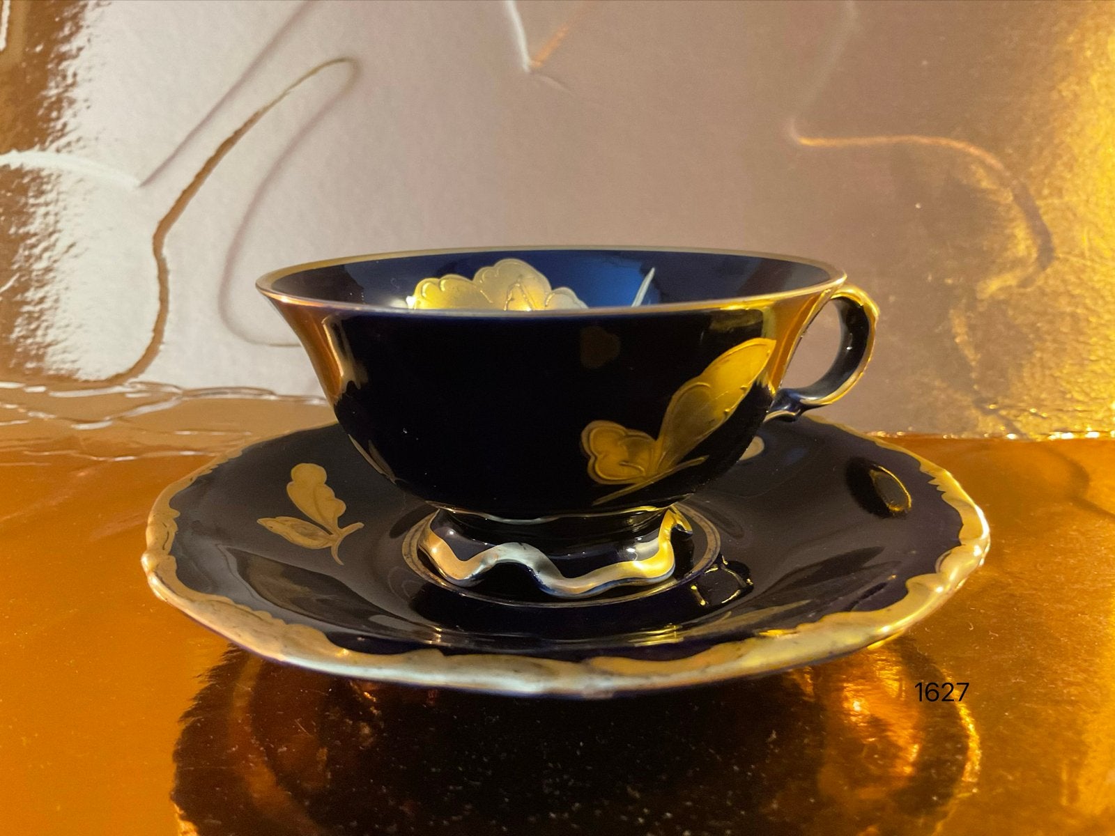 Echt Cobalt Bavaria Demitasse theekopje met schotel, Antiek en Kunst, Ophalen of Verzenden