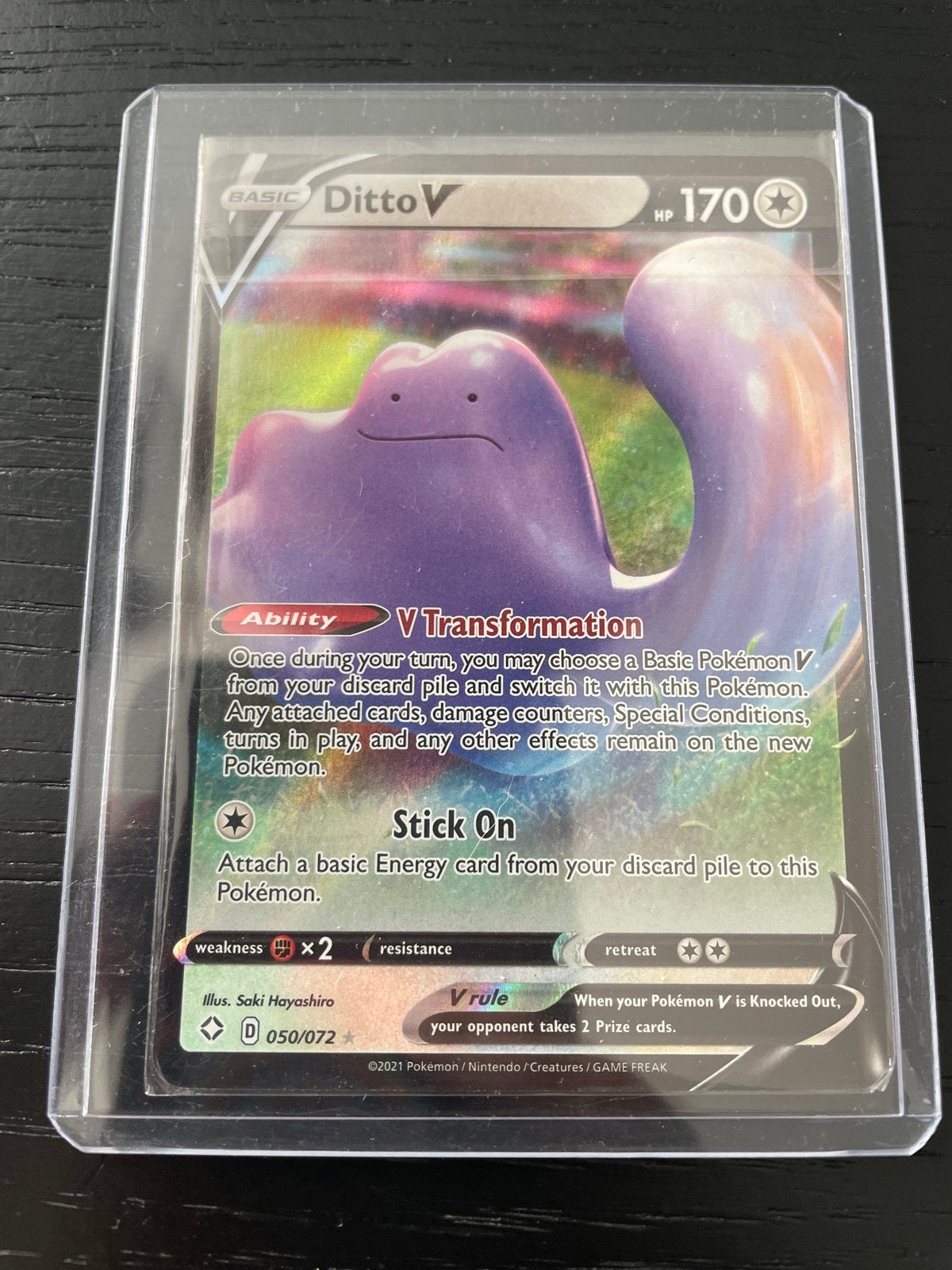 Pokémon Kaart: Ditto V (050/072) - Zo goed als nieuw, Ophalen of Verzenden, Zo goed als nieuw, Losse kaart, Foil