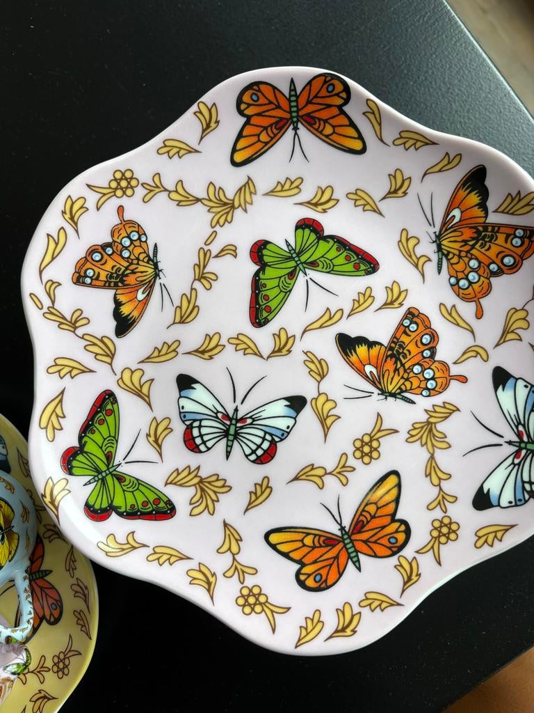 Vlinder Servies - Kleurrijke Borden en Schotels, Huis en Inrichting, Keramiek, Ophalen of Verzenden, Zo goed als nieuw, Bord(en)