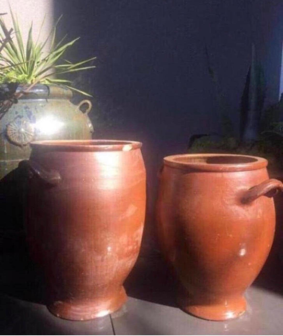 Oude Keulse potten bruin vorstbestendig 46-50cm, Tuin en Terras, Bloempotten, Gebruikt, Terracotta, Binnen, Balkon, Tuin, 40 tot 70 cm