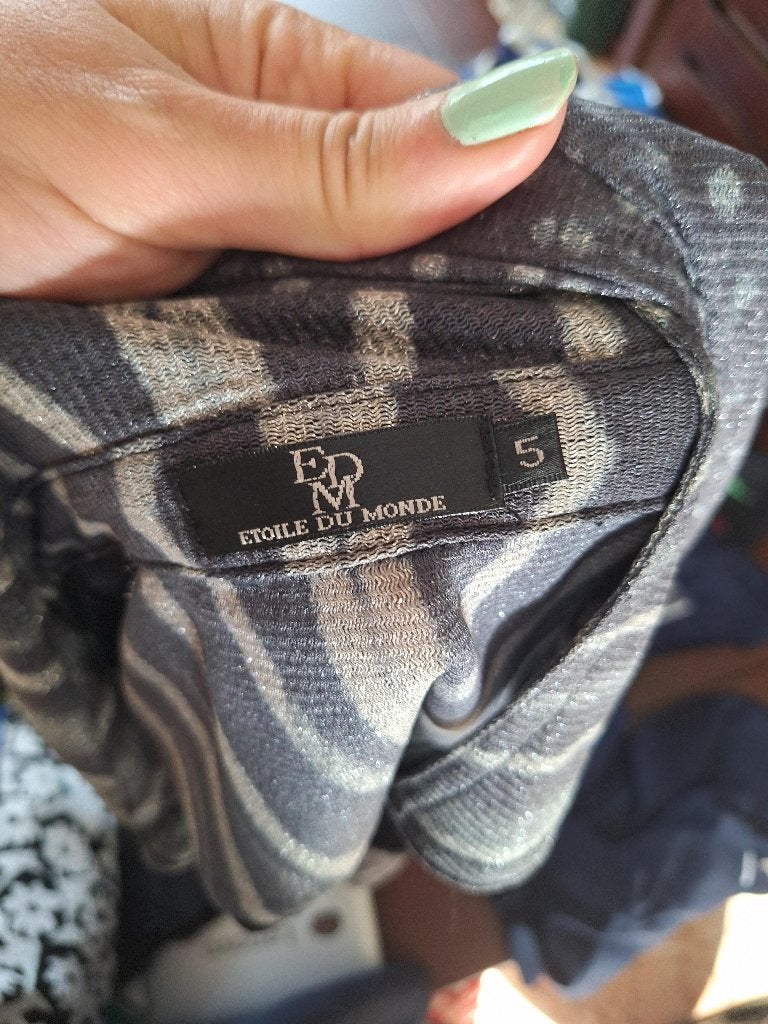 Etoile du monde grijs zilveren blouse mt 5 NL 44, Verzenden, Etoile du Monde, Maat 42/44 (L), Zo goed als nieuw
