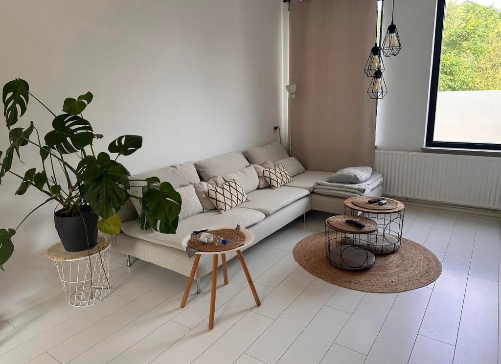 Söderhamn Gunnared beige bank met chaise longue, Ophalen, 125 cm of meer, Zo goed als nieuw, Stof