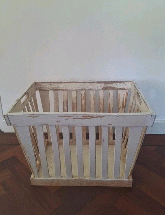 Stevige houten wasmand met handvatten brocante, Minder dan 50 cm, Gebruikt, Minder dan 50 cm, Ophalen of Verzenden