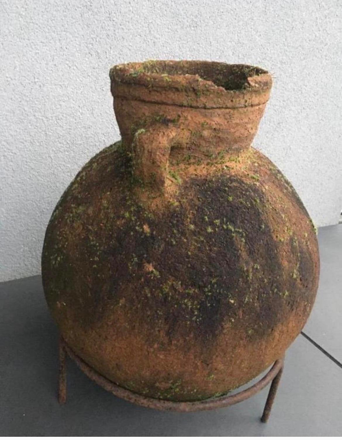 Oude prachtige terracotta kruiken bolvaas vorstbestendig, Ophalen, Gebruikt