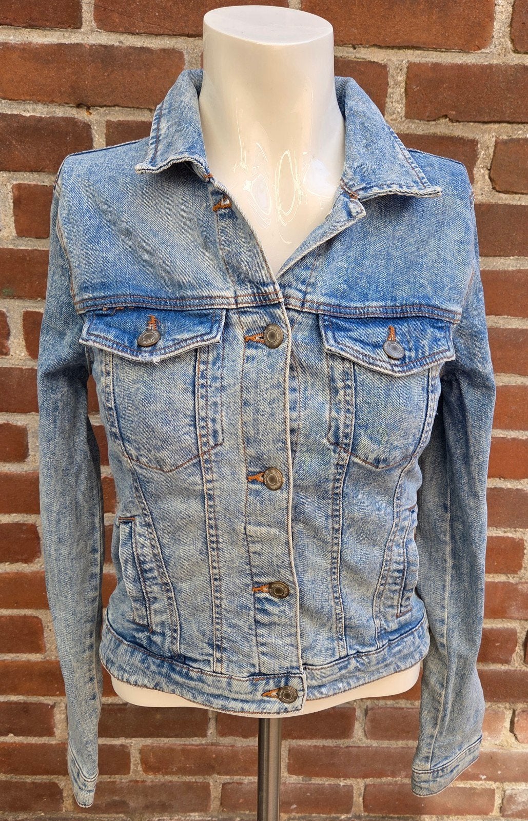 Bershka Denim Dames Jasje - Maat XS, Blauw, Maat 34 (XS) of kleiner, Gedragen, Bershka