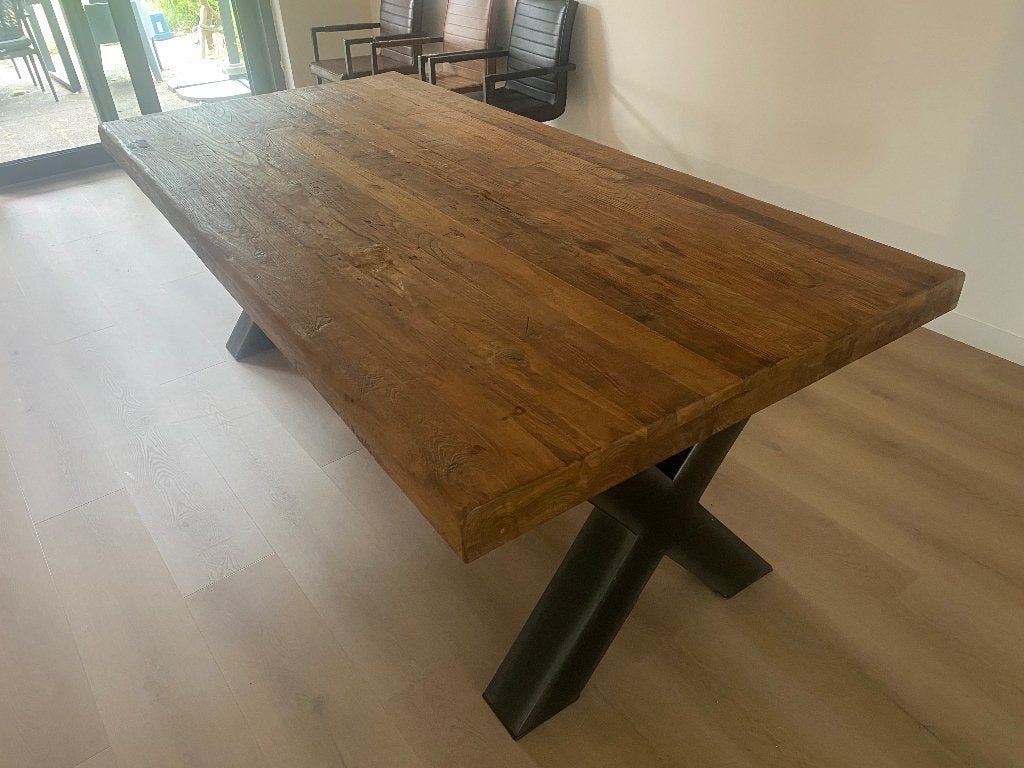 Eettafel Teakhout (evt. Zes stoelen), Huis en Inrichting, Ophalen, 100 tot 150 cm, Teakhout, 200 cm of meer