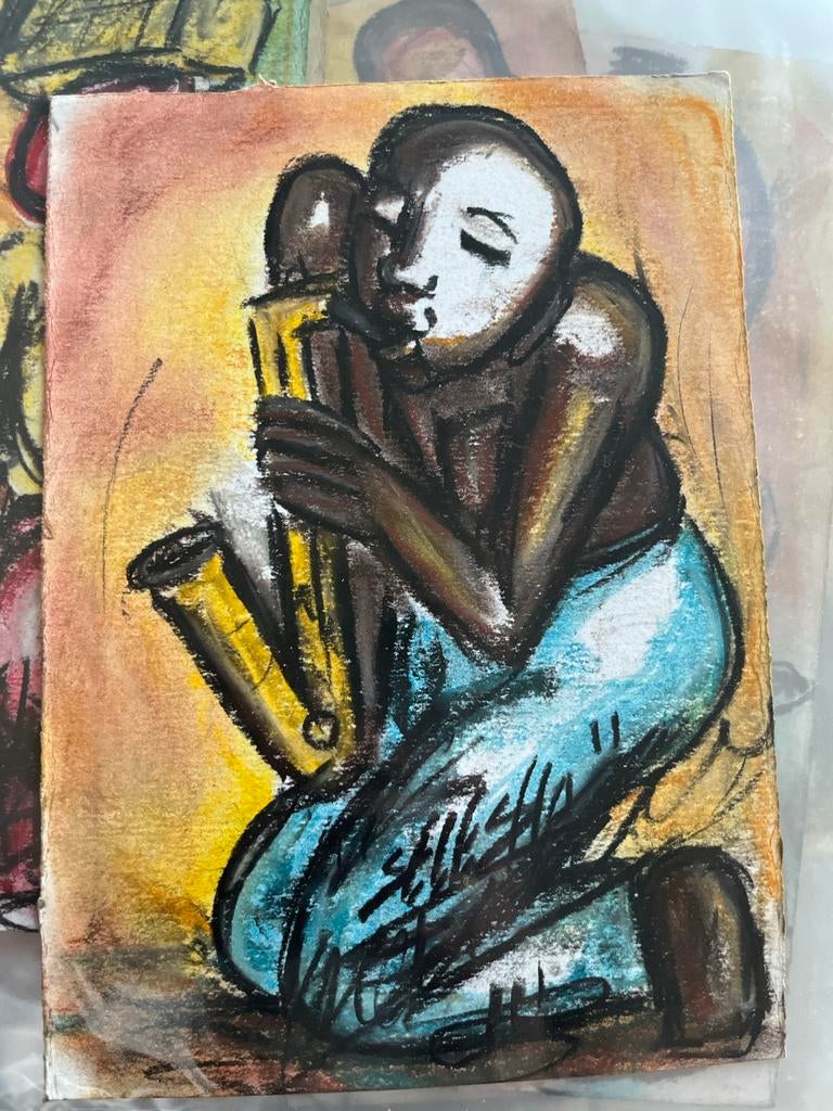 Schilderij van saxofonist - Jazz kunstwerk, Ophalen
