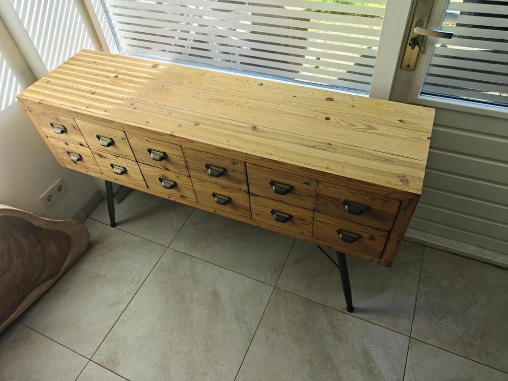 Dutchbone six dressoir, Huis en Inrichting, Kasten | Dressoirs, Gebruikt, 100 tot 150 cm, 25 tot 50 cm, Met lade(s), Overige houtsoorten