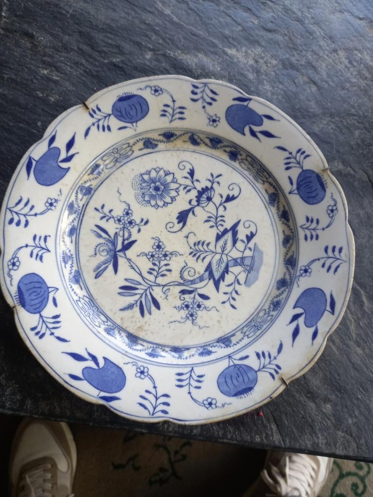 Antiek Meissen Blau Zwiebelmuster Bord, Antiek en Kunst, Antiek | Servies los, Ophalen of Verzenden