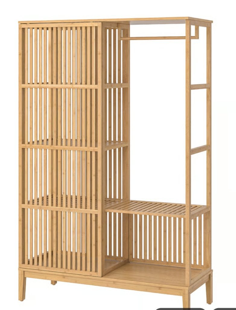 Ikea NORDKISA - Open kledingkast met schuifdeur, bamboe, Ophalen, 100 tot 150 cm, 200 cm of meer, 50 tot 75 cm