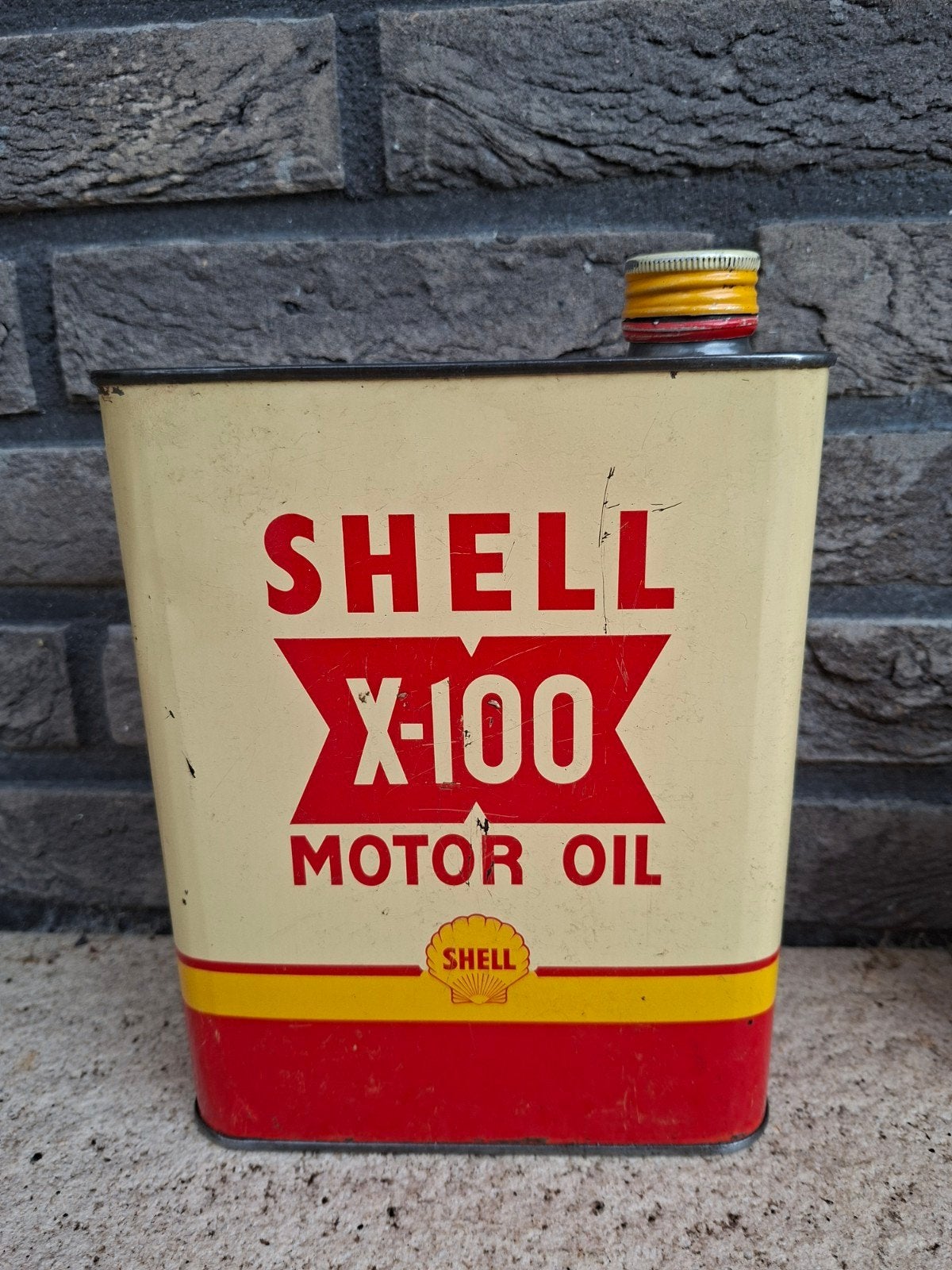 SHELL X-100 olie blik, Verzamelen, Blikken, Ophalen of Verzenden, Gebruikt, Overige