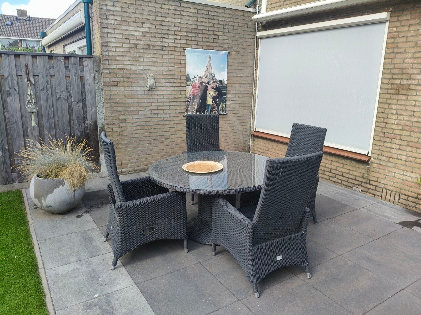 B7 Club Collection Tuinset - Wicker met Glazen Tafel, Ophalen, Gebruikt, Rotan, 4 zitplaatsen