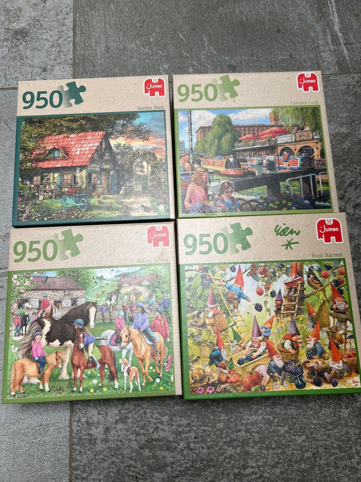 4 jumbo puzzels 950 stukjes, Ophalen of Verzenden, 500 t/m 1500 stukjes, Zo goed als nieuw