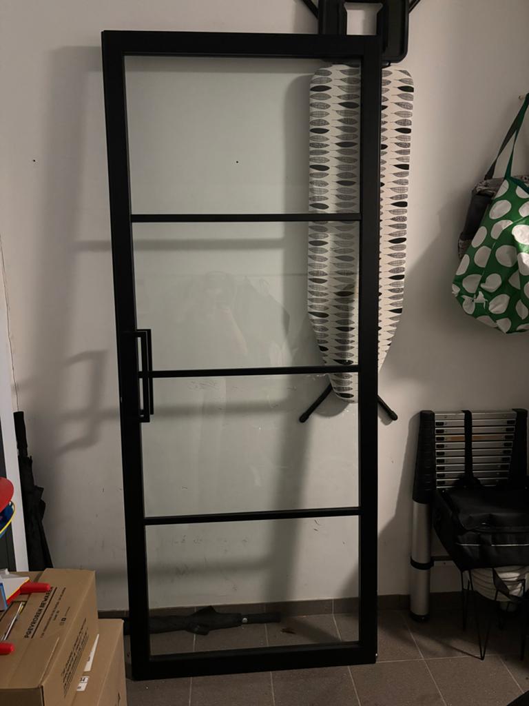 Skantrae binnendeur met schade, glas, zwart, 93x231,5 cm, Doe-het-zelf en Verbouw, Deuren en Horren, Ophalen, Gebruikt, 80 tot 100 cm