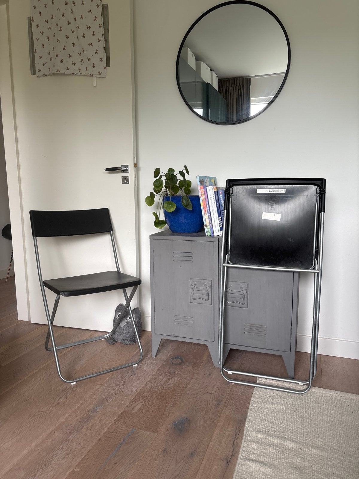2x IKEA Jeff Klapstoel - Zwart en Metaal, Huis en Inrichting, Stoelen, Ophalen, Kunststof, Gebruikt, Twee