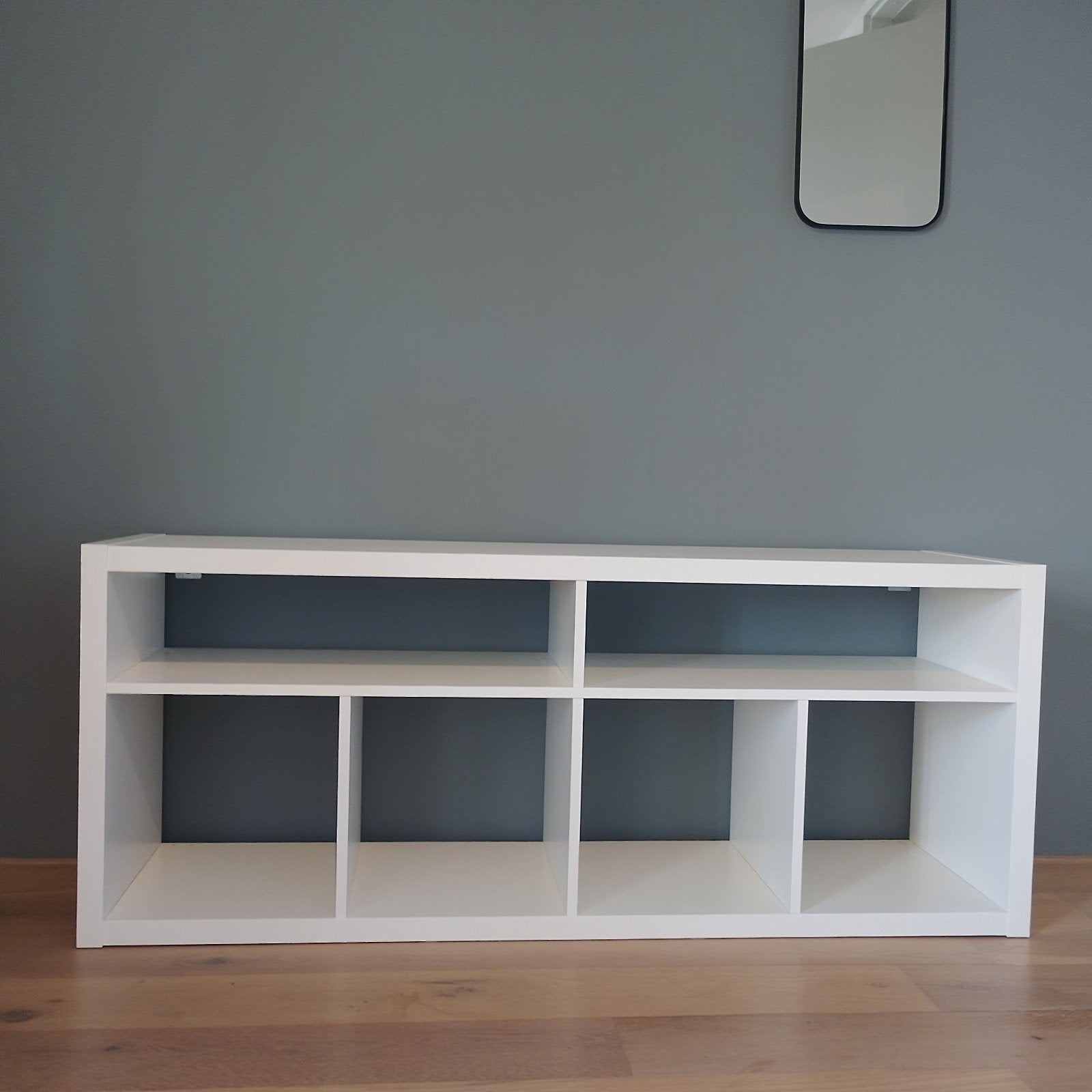 IKEA KALLAX Tv-meubel wit met DRÖNA boxen en deurtjes, Huis en Inrichting, 100 tot 150 cm, Ophalen of Verzenden, Zo goed als nieuw