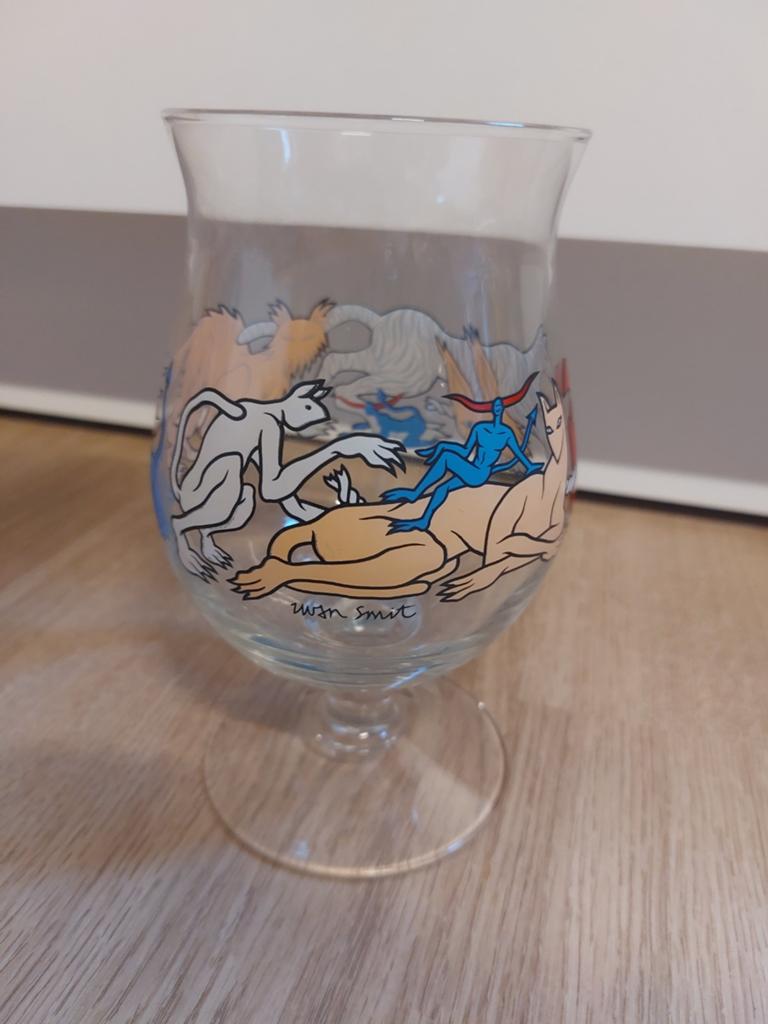 Duvel glas dog or cat Iwan smit 2024, Ophalen of Verzenden, Glas of Glazen, Duvel