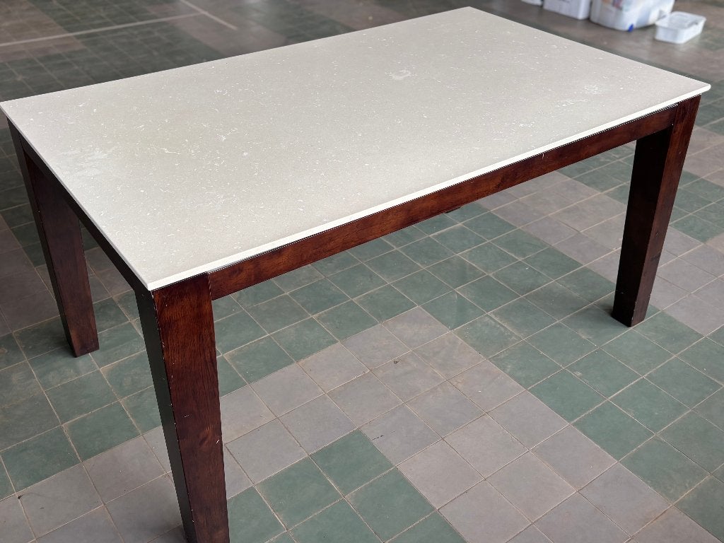 MODERNE EETTAFEL MET MARMEREN TOP CS26758, Huis en Inrichting, Tafels | Eettafels, Ophalen, Gebruikt, Overige materialen, 100 tot 150 cm