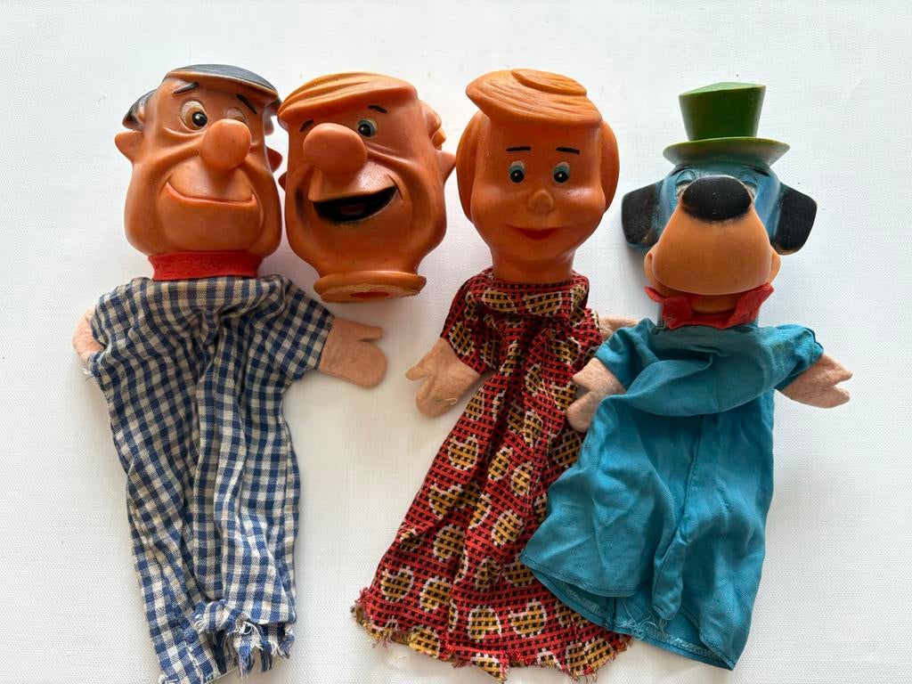 Vintage handpoppen The Flintstones en Huckleberry Hound, Ophalen of Verzenden, Gebruikt, Overige typen