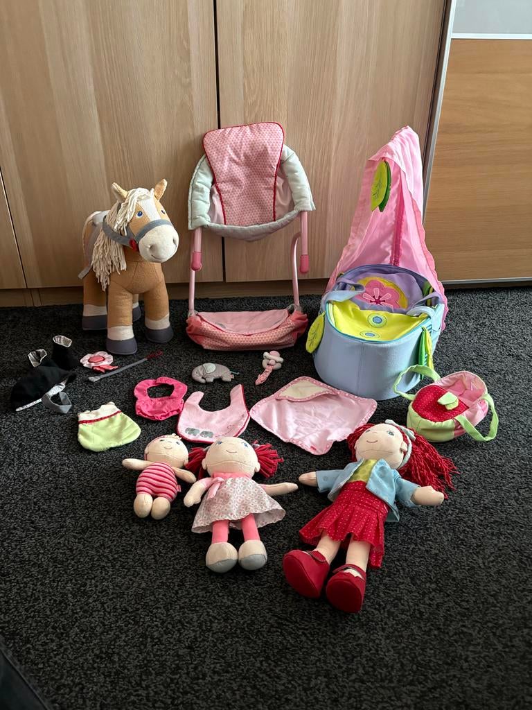 Complete Haba speelset met poppen en accessoires, Ophalen of Verzenden, Gebruikt, Overige typen