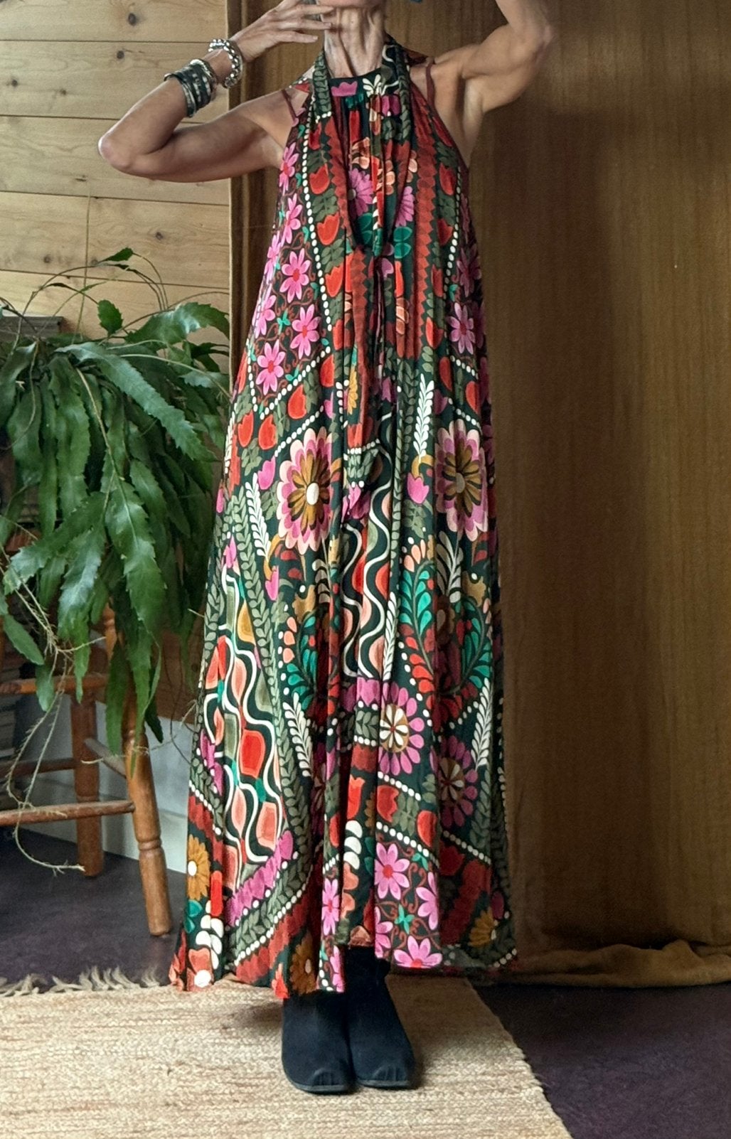 Prachtige jurk Philosophy vib 36/38 zo mooi 70 ties print, Zwart, Ophalen of Verzenden, Zo goed als nieuw, Maat 36 (S)