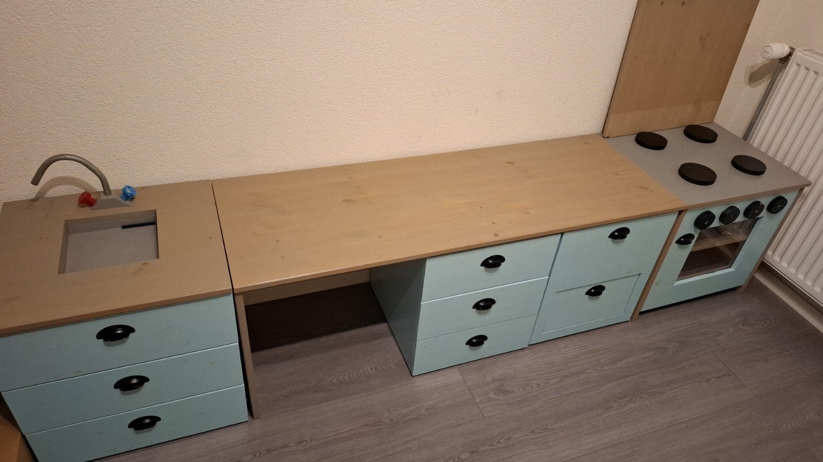 Kinderkeuken met verrijdbare bakken (met laden) en kast, Ophalen, Gebruikt