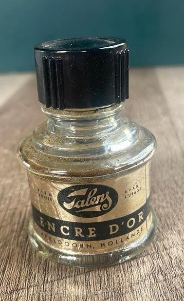 Vintage inktpotje goud Talens, Verzamelen, Ophalen of Verzenden, Gebruikt, Verpakking