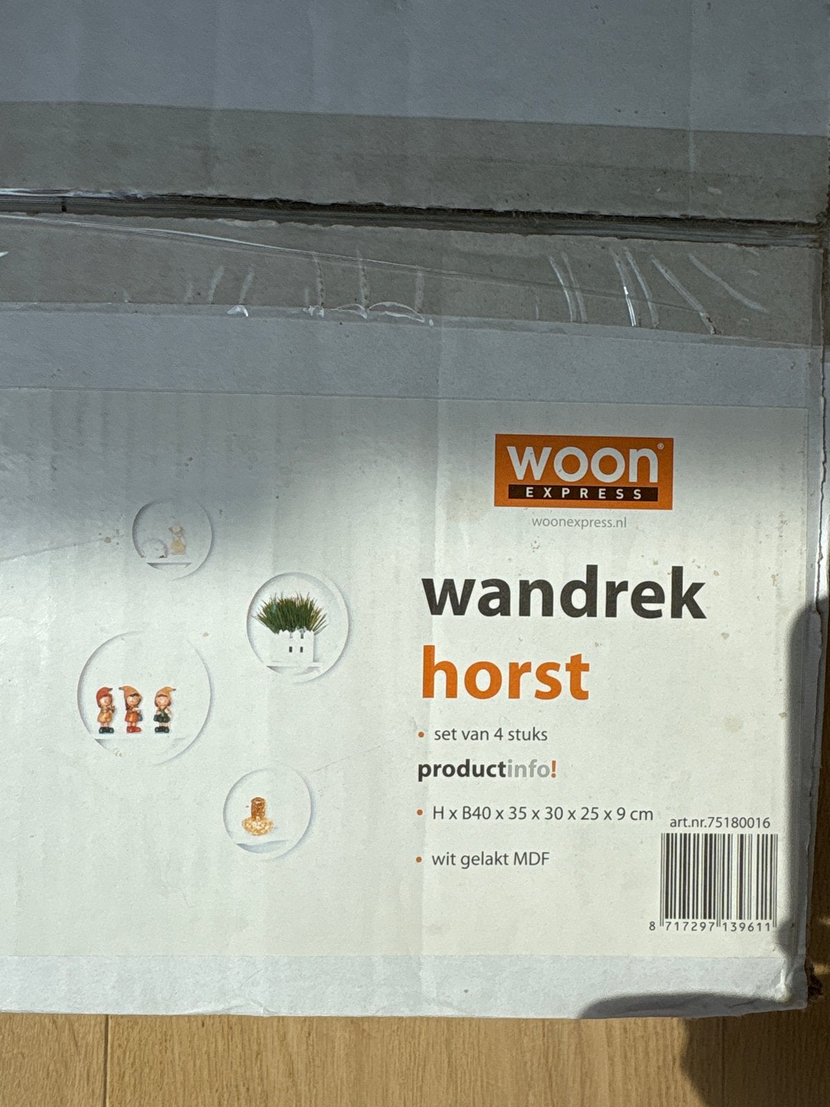 Woonexpress Horst Wandrek - Set van 4 Stuks Wit Gelakt MDF, Huis en Inrichting, Ophalen, Nieuw