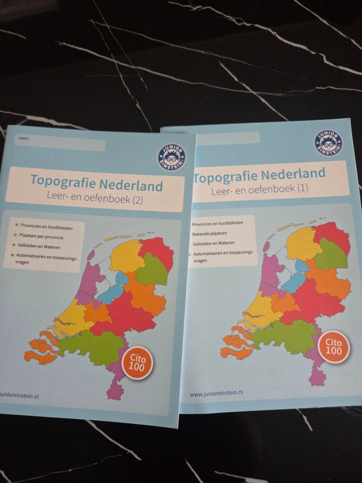 Topografie Nederland Leer- en oefenboek (deel 1 en 2), Boeken, Ophalen of Verzenden, Nieuw, Aardrijkskunde, Junior Einstein