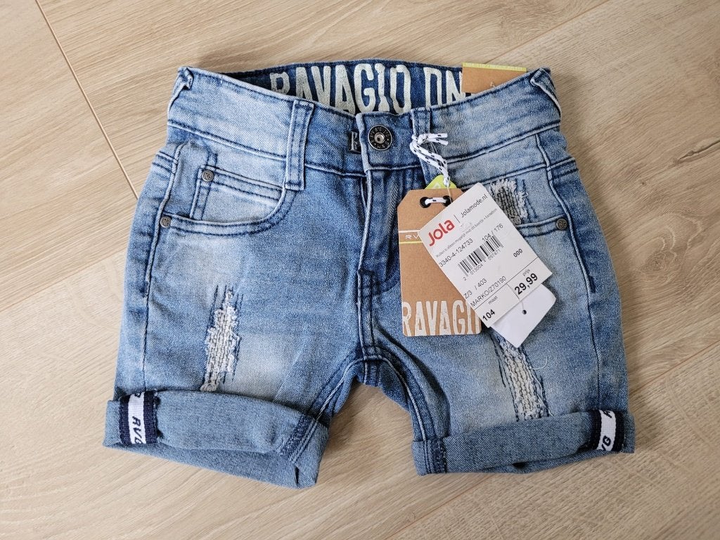 Korte broek/short blauwe jeans Ravagio kids maat 104-110, Broek, Meisje, Nieuw, Ophalen of Verzenden