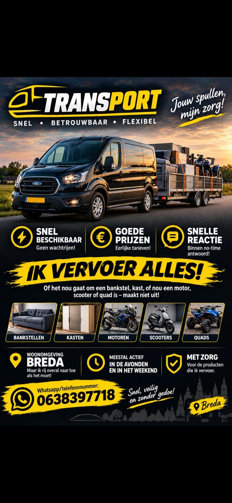 Transport gezocht? App of bel me gelijk, Ophalen of Verzenden