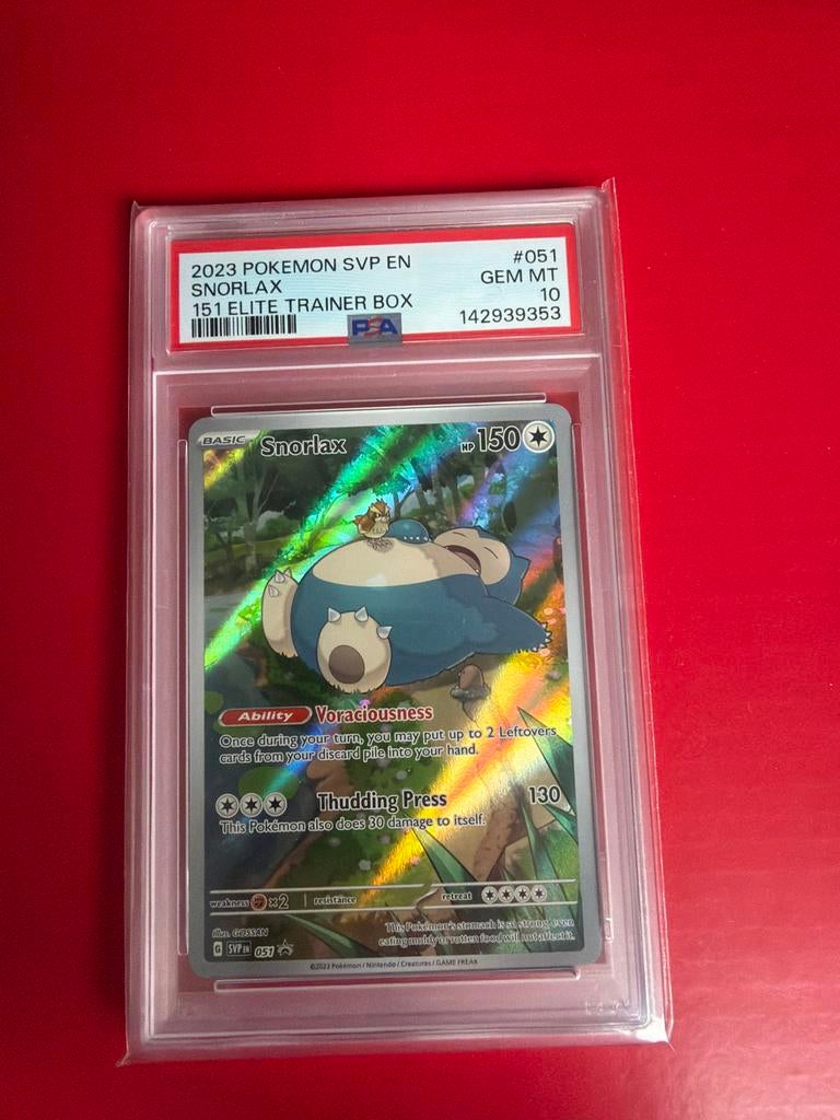 PSA 10 Snorlax #051 - 151 ETB Promo - Pokemon Kaart, Ophalen of Verzenden, Nieuw, Losse kaart