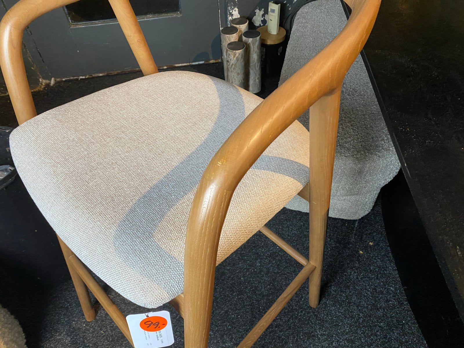 3x Barkruk Japandi Stijl Lichtbruin Massief Hout, Huis en Inrichting, Ophalen, Met voetsteun, 60 tot 90 cm, Nieuw