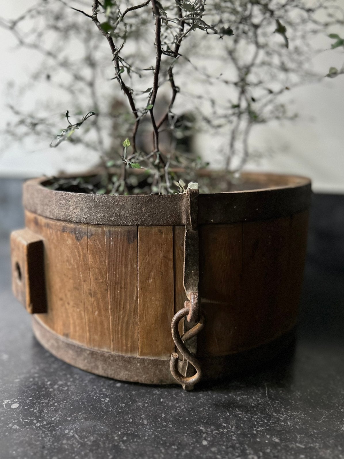 Oud sleets tonnetje sober imperfect landelijk, Antiek en Kunst, Ophalen of Verzenden