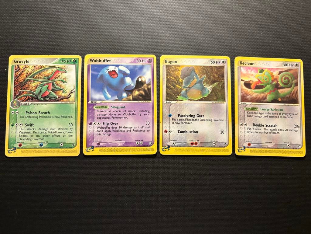 Pokémon kaarten set: Grovyle, Wobbuffet, Bagon, Kecleon, Ophalen of Verzenden, Zo goed als nieuw, Meerdere kaarten