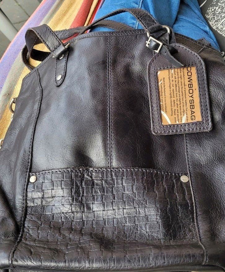 Lederen Cowboysbag 1943/825 - Stoere Schoudertas, Ophalen of Verzenden, Zo goed als nieuw, Zwart, Handtas