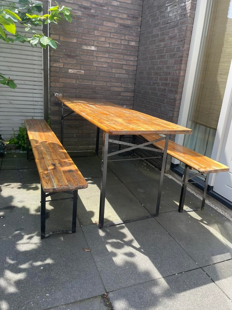 Gebruikte biertafel met twee banken, Tuin en Terras, Picknicktafels, Ophalen, Gebruikt, Inklapbaar, Rechthoekig