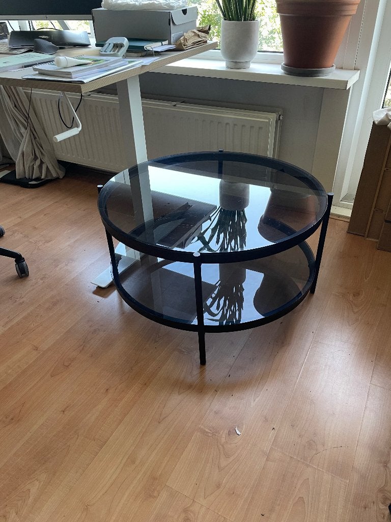Glazen ronde salontafel woonkamer, Ophalen, Gebruikt, 50 tot 100 cm, Rond