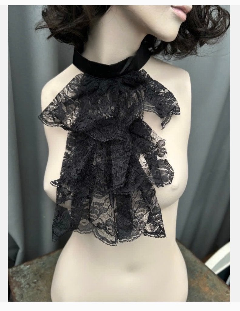 “Victoriaanse look” zwarte Jabot, Ophalen of Verzenden