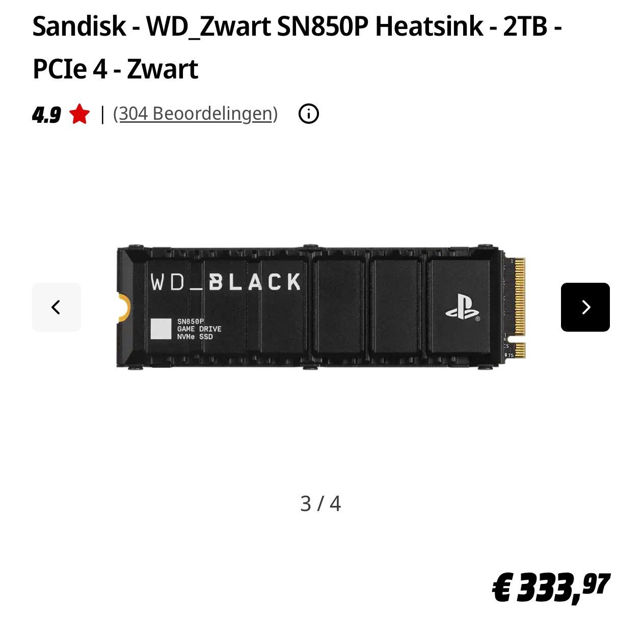 WD Black SN850P Heatsink 2TB SSD voor PS5 / PlayStation 5, Computers en Software, Harde schijven, Intern, 2TB, Console, SSD