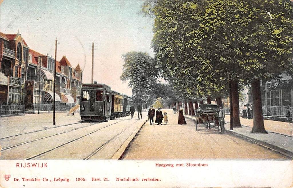 Rijswijk Haagweg met Stoomtram, Ophalen of Verzenden, Voor 1920, Gelopen, Zuid-Holland