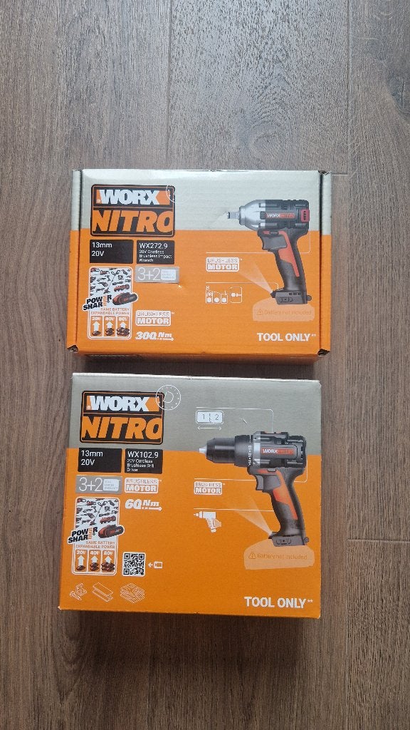 Worx Nitro Accu Slagmoersleutel en Boor-/Schroefmachine, 600 watt of meer, Variabele snelheid, Nieuw, Ophalen of Verzenden