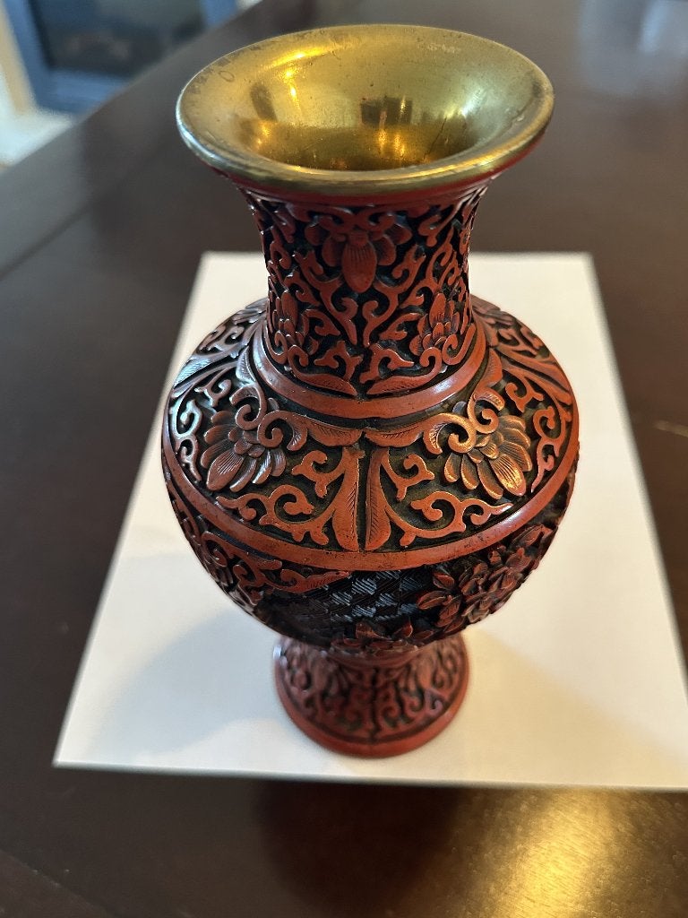 VINTAGE CHINEESE CINNABAR VAAS, Antiek en Kunst, Ophalen of Verzenden