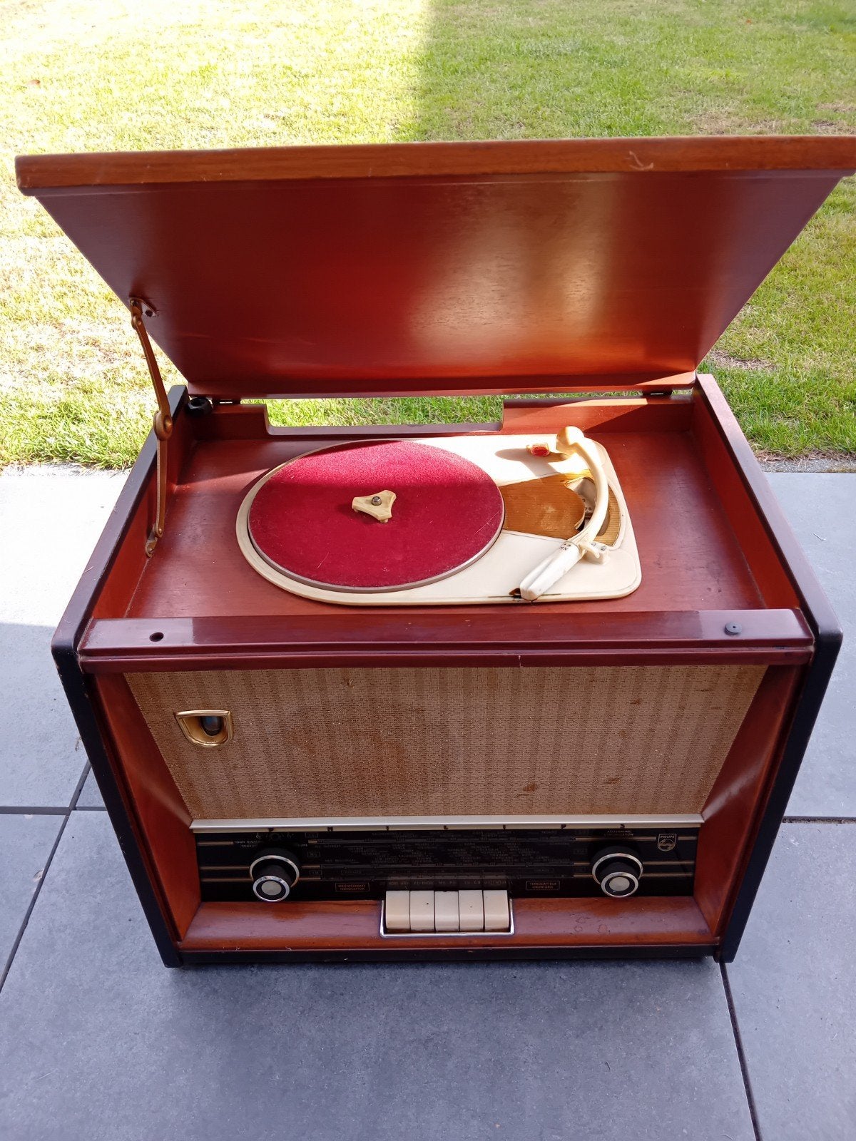 Vintage Philips Platenspeler met Radio - Jaren '50/'60, Ophalen, Gebruikt, Platenspeler, Philips